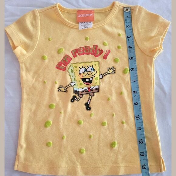 SpongeBob Girls T-Shirt Size XS Yellow “I’m Ready!” Short Sleeve Tee Nickelodeon - Picture 6 of 7